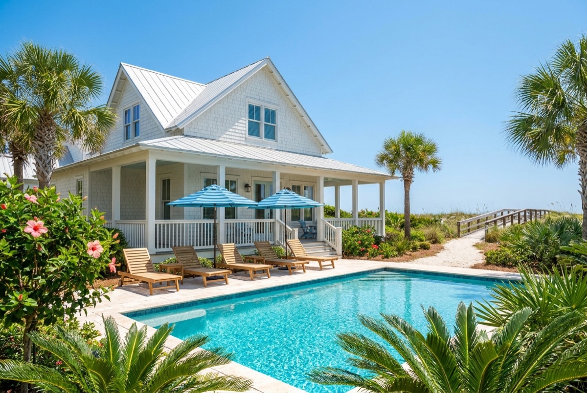 Coastal cottage vacation rental with a private pool in West Florida